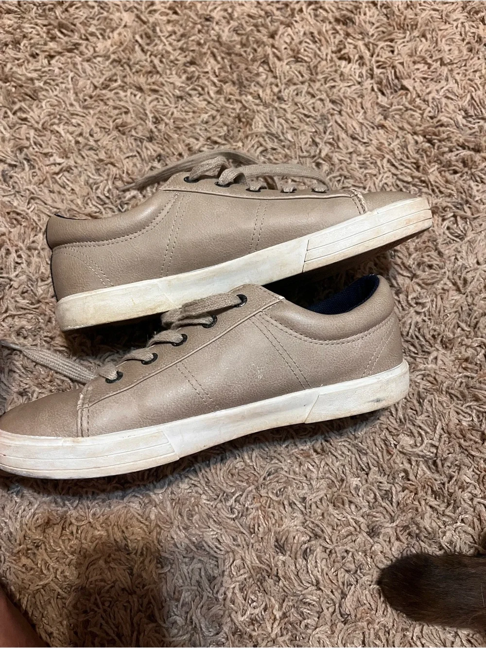 Nautica Kids Taupe Lace-Up Low-Top Sneakers with Navy Collar